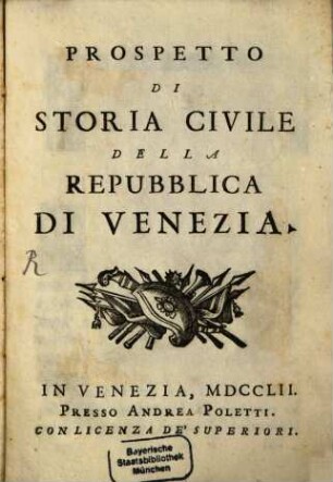 Prospetto di storia civile della republica di Venezia