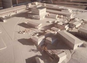 Athen, Agorá-Museum. Modell der Agorá: rechts Theseion und Arsenal, 12-Götter-Altar, Ares-Tempel, Odeion des Agrippa, Attalos, Mittel- und Süd-Stoá. Ott.9