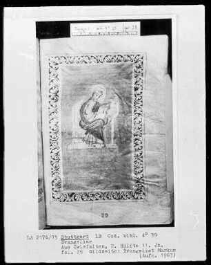 Evangeliar aus Zwiefalten — Evangelist Markus, Folio 29recto