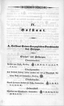 IV. Hofstaat
