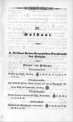 IV. Hofstaat