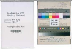 Entnazifizierung Karl Goergemanns , geb. 01.01.1890 (Studienrat)