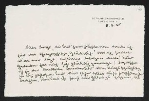 Brief von Brigitte Bermann Fischer an Margarete Hauptmann
