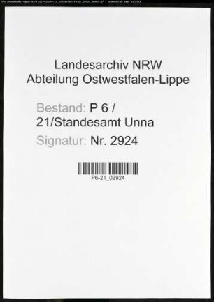 Sterberegister Standesamt Unna