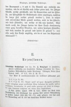 613-614 [Rezension] Benzinger, Immanuel, Hebräische Archäologie