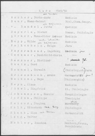 Kurs 1949/50