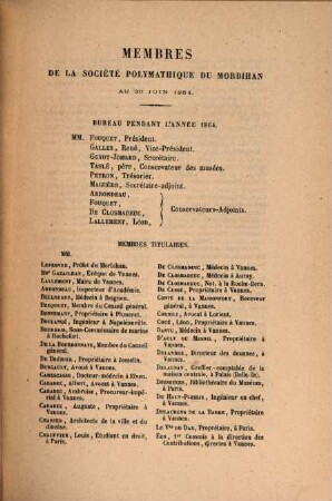 Bulletin de la Société Polymathique du Morbihan. 1864