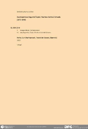 Brief von Curt Rothe an Bogumił Šwjela