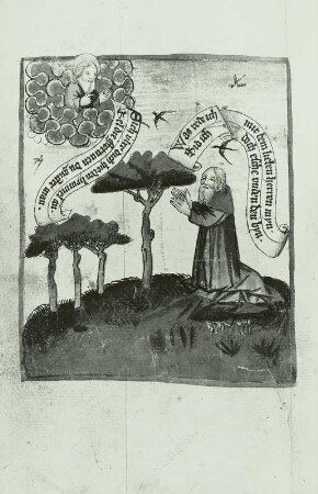 Abraham kniet vor der Erscheinung Gottes