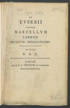 In Eusebii Contra Marcellum Libros Selectae Observationes