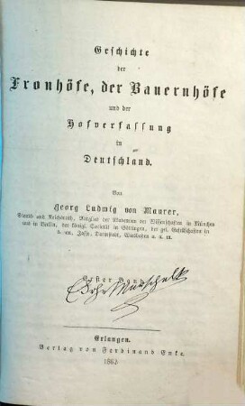 Geschichte der Fronhöfe, der Bauernhöfe und der Hofverfassung in Deutschland, 1