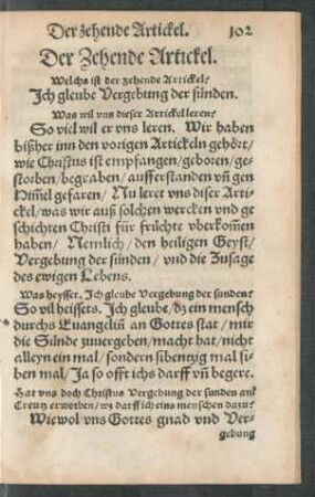 Der Zehende Artickel.