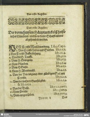 Das erste Register, Der vornehmsten