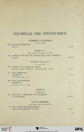 Aquarelle und Zeichnungen (Nr. 155a-220)