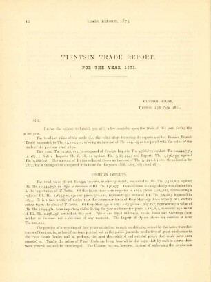 Tientsin trade report