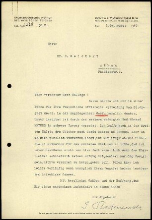 G. Rodenwaldt an C. Weickert
