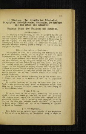 Gedanken Hiltys über Erziehung und Unterricht
