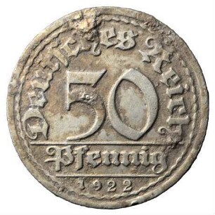 Fundmünze, 50 Pfennig, 1922