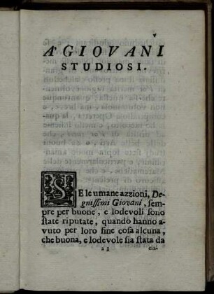 A' Giovani Studiosi.