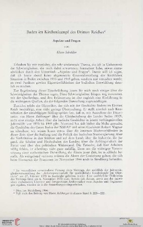 Baden im Kirchenkampf des Dritten Reiches : Aspekte und Fragen