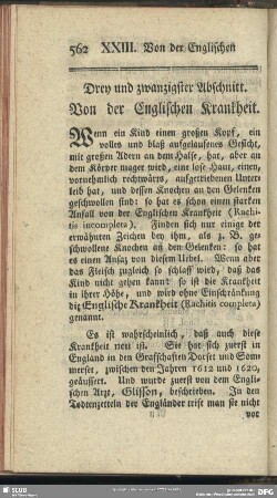 Drey und zwanzigster Abschnitt. Von der Englischen Krankheit