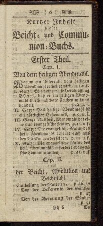 Kurtzer Inhalt dieses Beicht- und Communion-Buchs