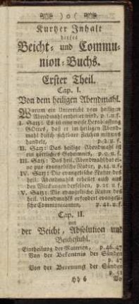 Kurtzer Inhalt dieses Beicht- und Communion-Buchs