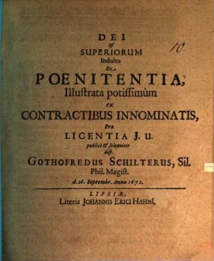 De poenitentia illustrata potissimum ex contractibus innominatis, disp. inaug.