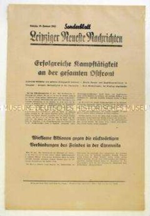 Sonderblatt der "Leipziger Neuesten Nachrichten" zum Kriegsverlauf an der Ostfront und in Nordafrika