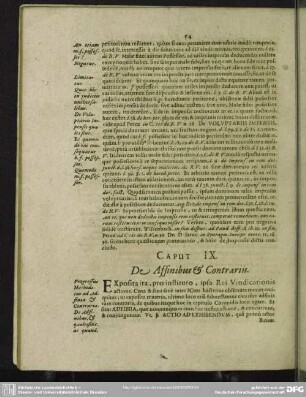 Caput IX. De Affinibus & Contrariis