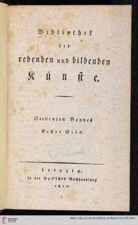 Siebenten Bandes erstes Stück