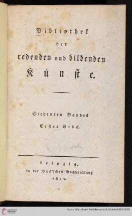 Siebenten Bandes erstes Stück