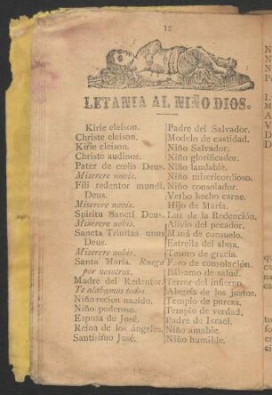 Letanía al Niño Dios.