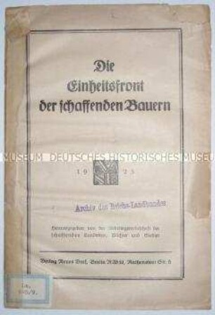 Veröffentlichung über die Einheitsfront der schaffenden Bauern
