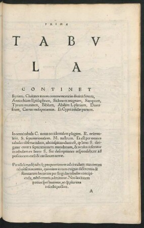 Prima Tabula Continet Syriam.