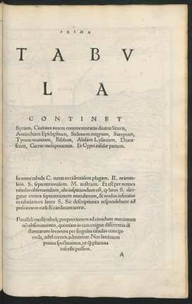 Prima Tabula Continet Syriam.