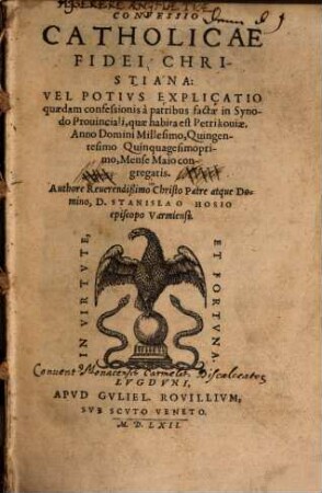 Confessio catholicae fidei ... in Synodo Petrocoviensi ...