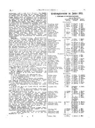 Prüfungstermine im Jahre 1911