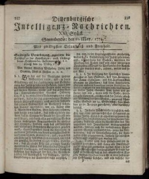 Sonnabends: den 21. May 1774.