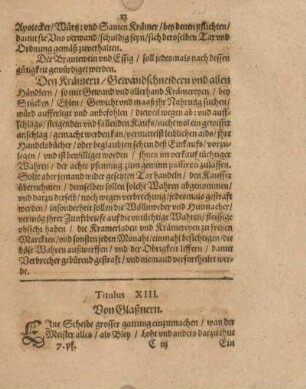 Titulus XIII. Von Glaßnern.
