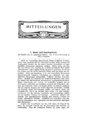 Sache und Angelegenheit : ein Überblick über die logikalischen Probleme