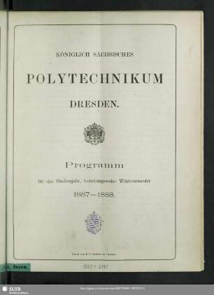 1887/88: Programm : für das Studienjahr ...