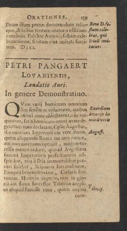 Petri Pangaert Lovaniensis, Laudatio Auri.