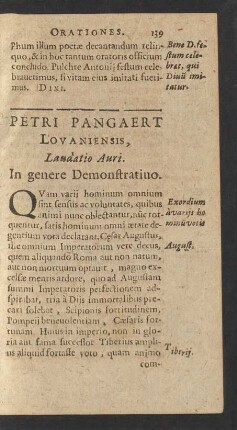 Petri Pangaert Lovaniensis, Laudatio Auri.
