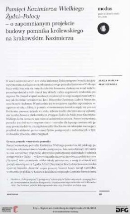 16: Pamie̜ci Kazimierza Wielkiego Żydzi-Polacy - o zapomnianym projekcie budowy pomnika królewskiego na krakowskim Kazimierzu