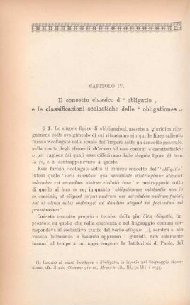 Capitolo IV. Il concetto classico d'"obligatio" e le classificazioni scolastiche delle "obligationes"