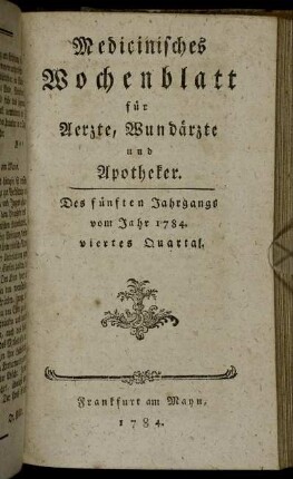 Des fünften Jahrgangs vom Jahr 1784. viertes Quartal.