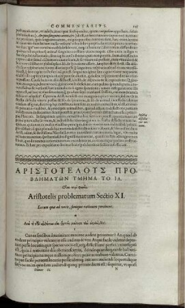 Aristotelis problematum Sectio XI. Eorum quae ad vocis, sonique rationem pertinent