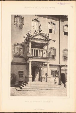 Rathaus, Wittenberg: Ansicht Portal (aus: Denkmäler Deutscher Renaissance, hrsg. v. K.E.O. Fritsch, 4.Bd., 1891)