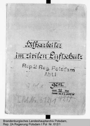 Hilfsarbeiter für den zivilen Luftschutz